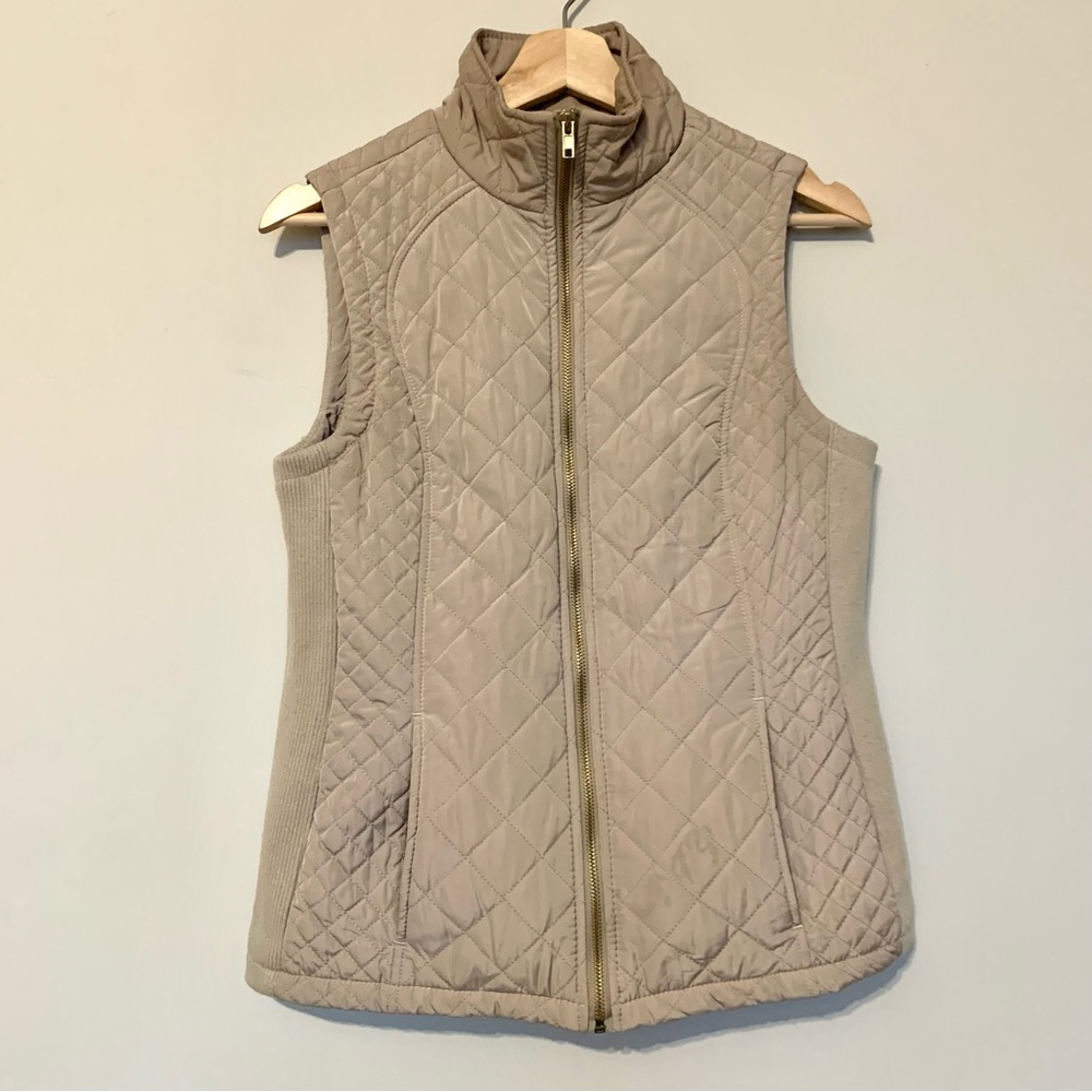 Adrienne Vittadini Beige Quilted Vest